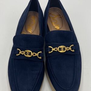 Sam Edelman Dark Blue Loafers with Gold Detail